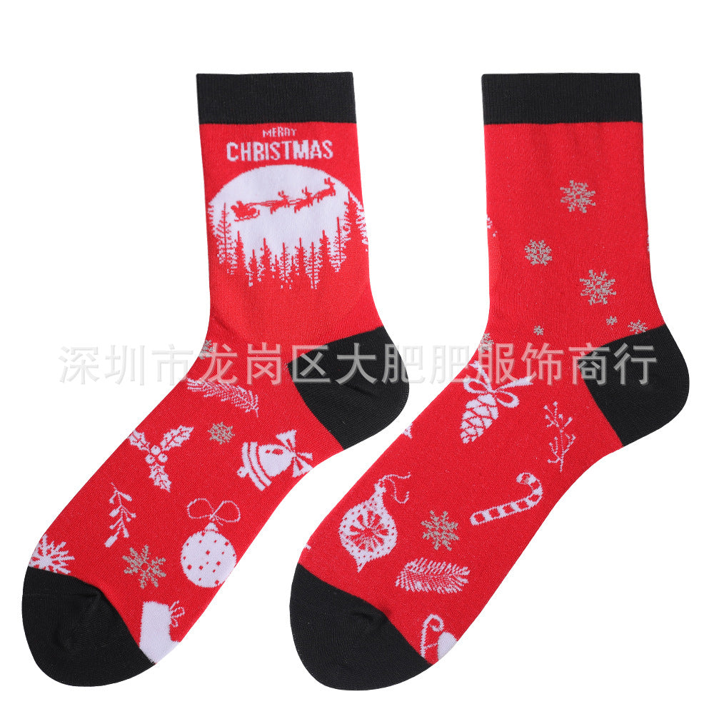 Wholesale Christmas Autumn and Winter Plus Size Middle Tube Cotton Socks