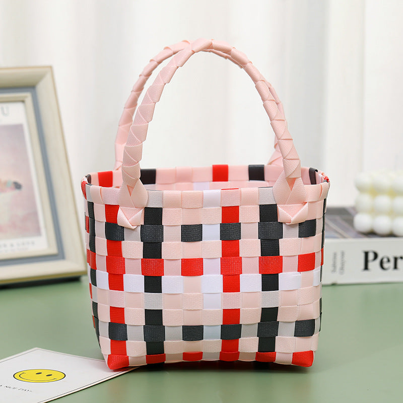 Wholesale Children's flower cute summer beach colorful literary hand-woven handbag