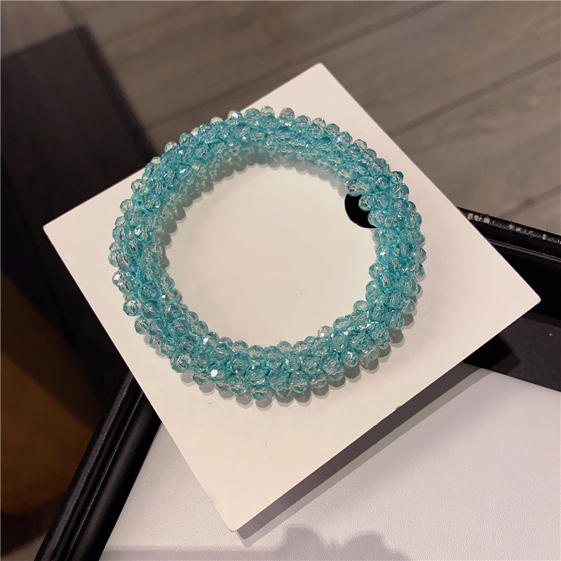 Wholesale Sequin Crystal Color Elastic Rubber Band Bracelet Dual Use