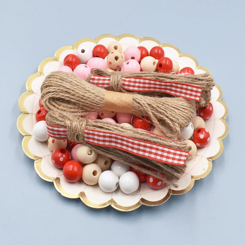 Wholesale Valentine's Day Love Hemp Rope Tassel DIY Creative Colorful Wooden Beads