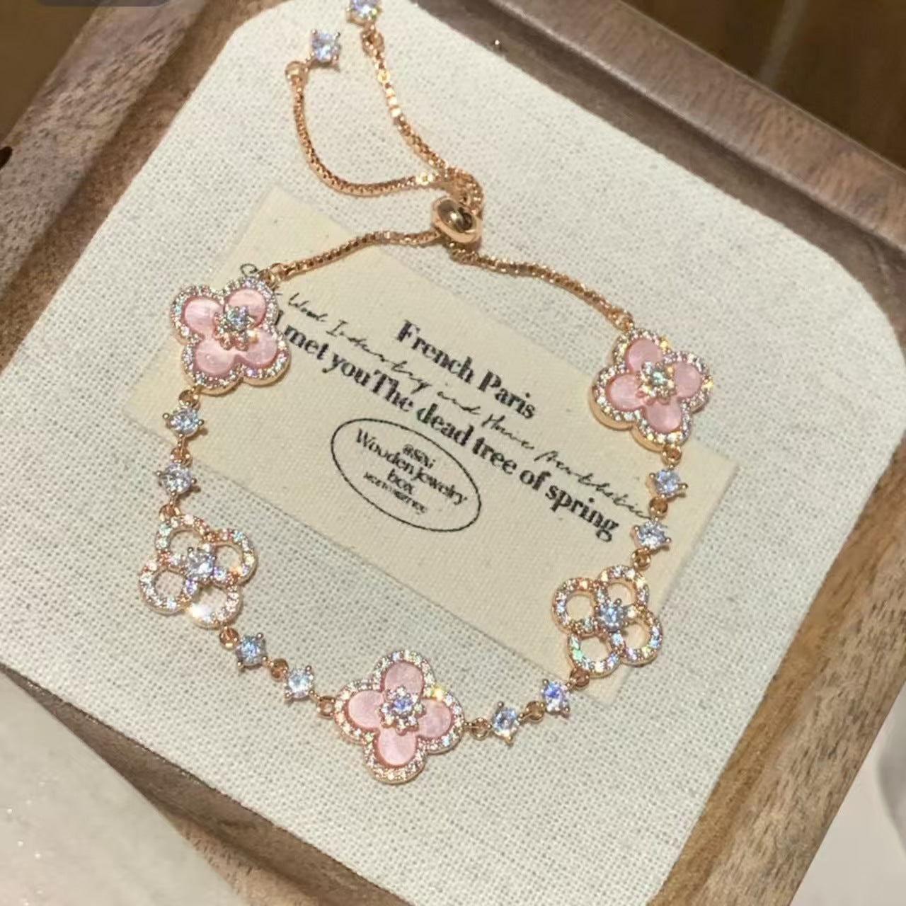 Wholesale Bracelet with Shiny Natural Lucky Four-Leaf Clover Luxury Jewelry