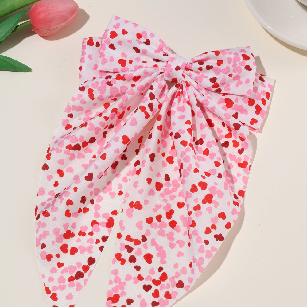 Wholesale valentine's day bow ribbon spring clip heart-shaped red lip printing hair accessories