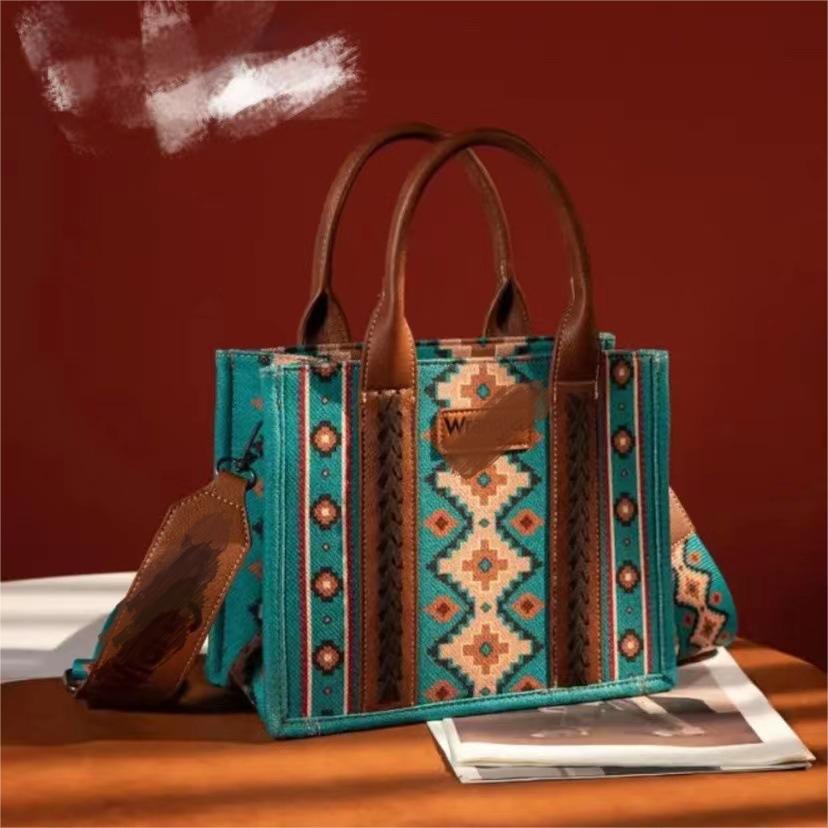 Wholesale Bohemian Canvas Single Shoulder Diagonal Cross Bag Vintage Aztec Ethnic Style Tote Bag