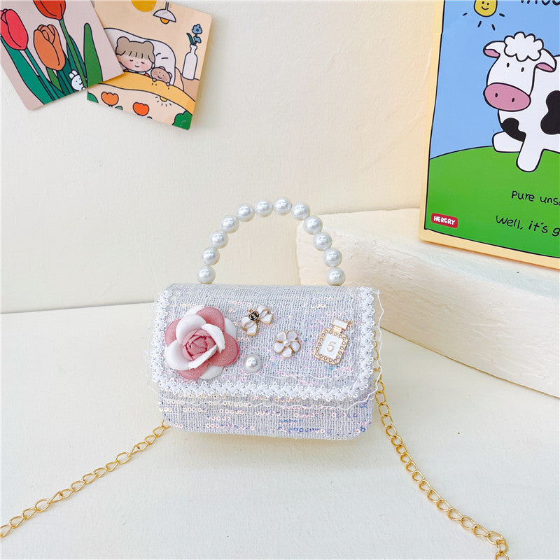 Wholesale Cotton Linen Xiaoxiangfeng Children's Pearl Accessories Handbag