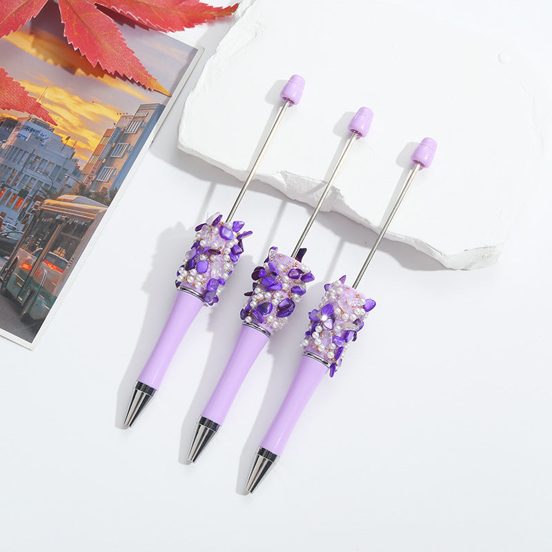 Wholesale 10pcs Beadable Pens Crushed Diamond Bead DIY Handmade Sticker Diamond Ballpoint Pen Student Gift