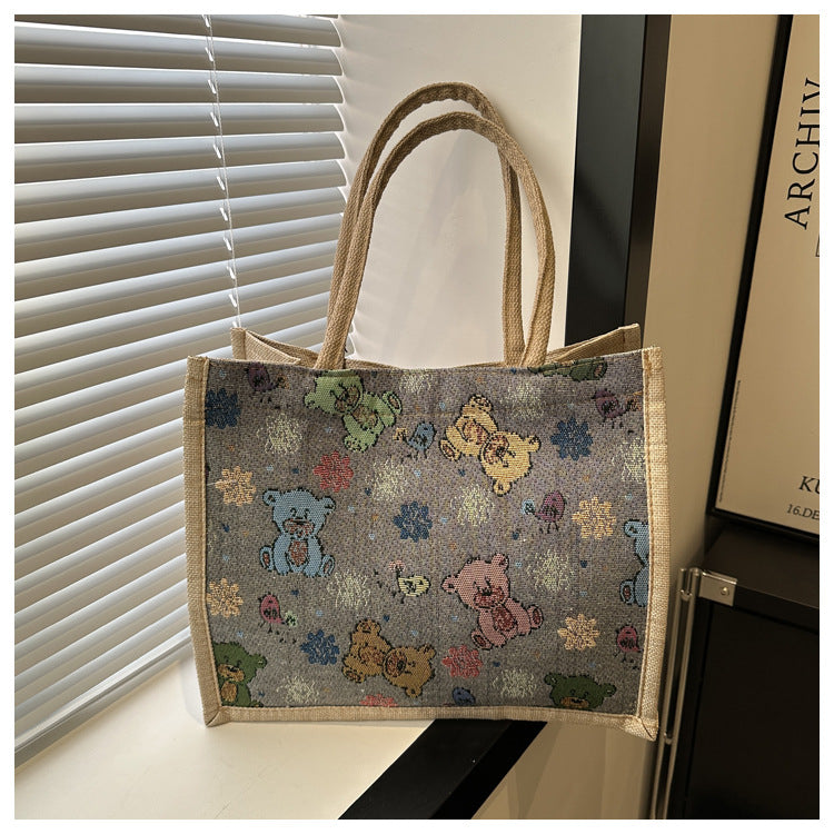 Wholesale Printed Linen Tote Bag Single Shoulder Underarm Bag