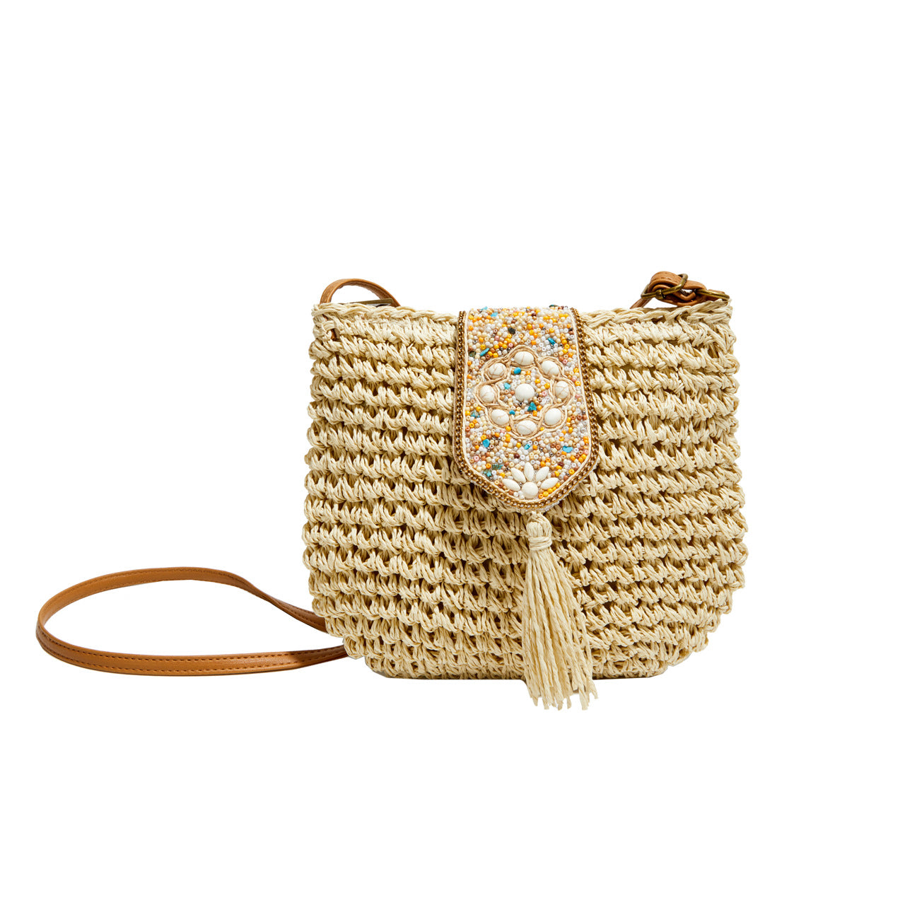 Simple design one-shoulder crossbody woven bag