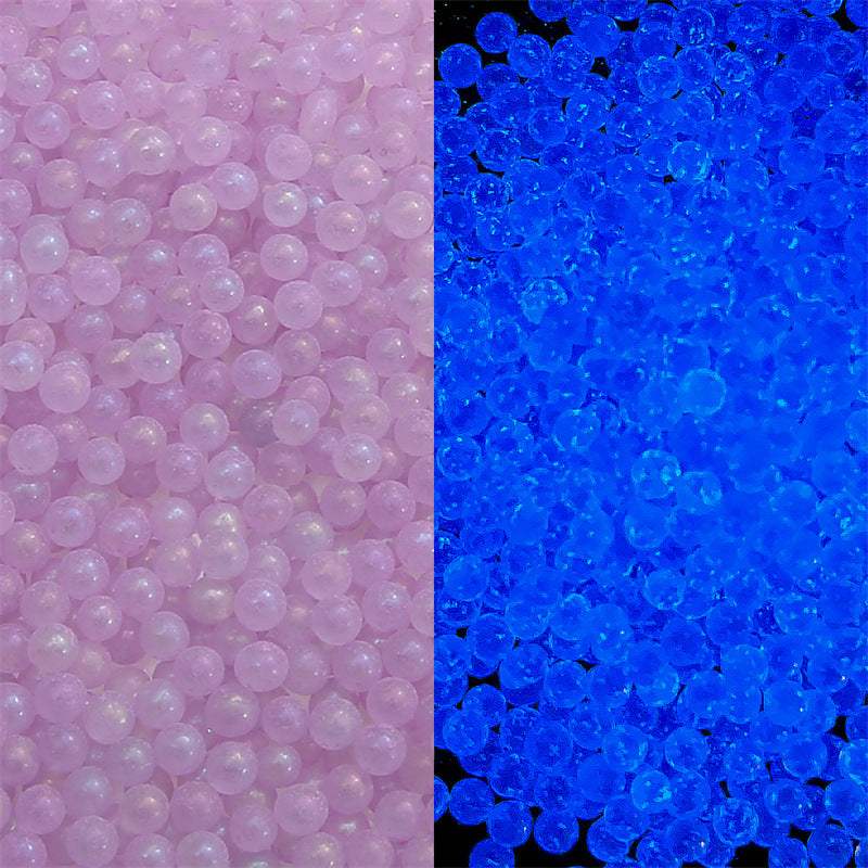 Wholesale Luminous Glass Without Holes Coated with Colored Rice Beads