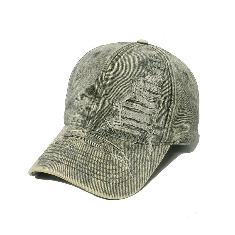 Wholesale Solid Color Ripped Washed Retro Baseball Cap