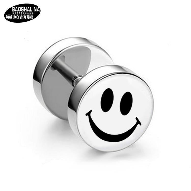 Wholesale Titanium Steel Barbell Fashion Dumbbell Black Street Earrings