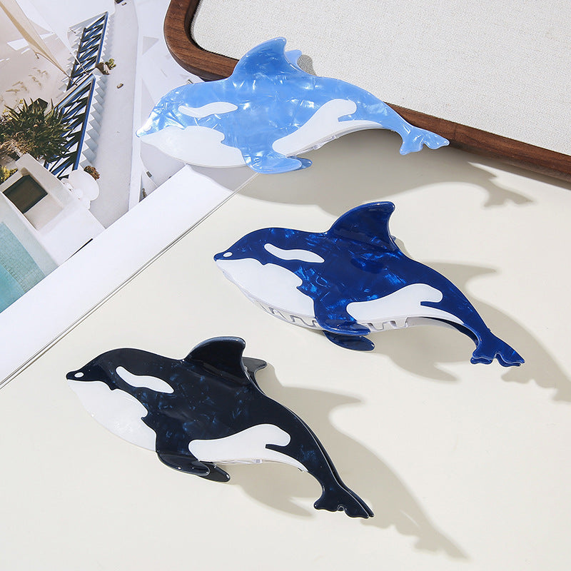 Wholesale Trendy Ocean Animal Hair Claw Clips Shark Whale Octopus Koi Design Large PVC Gripper Everyday Hair Accessory For Boutique Resale