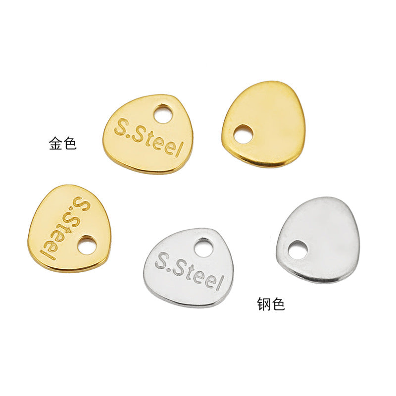 Wholesale 50PCS/PACK Stainless Steel DIY Bracelet Necklace Hang Tag 18k Vacuum Plated Tail Chain Lettering Disc