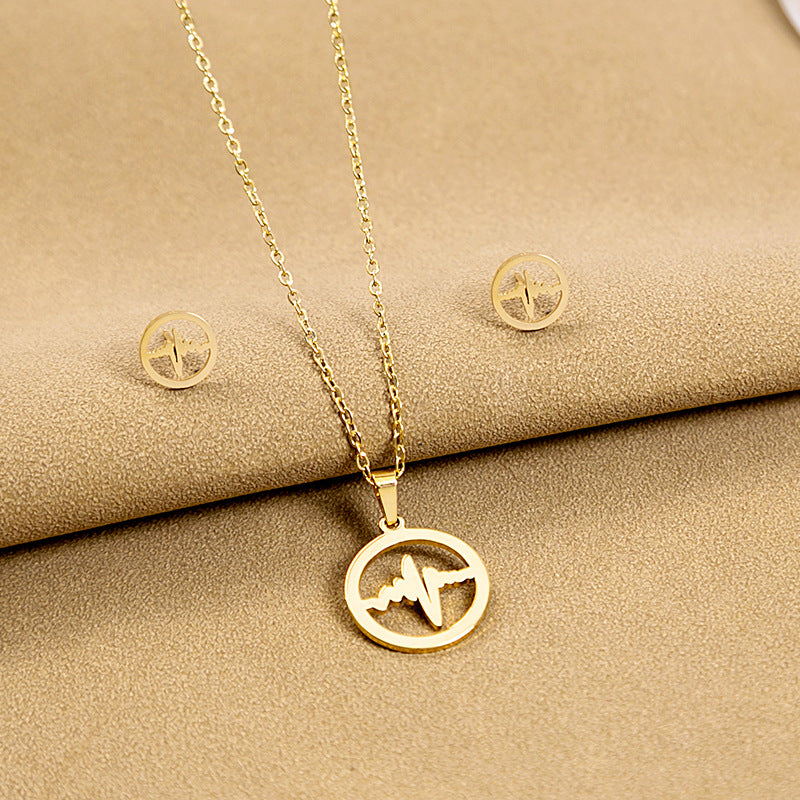 Wholesale Stainless Steel Geometric Cross Earrings Necklace Set