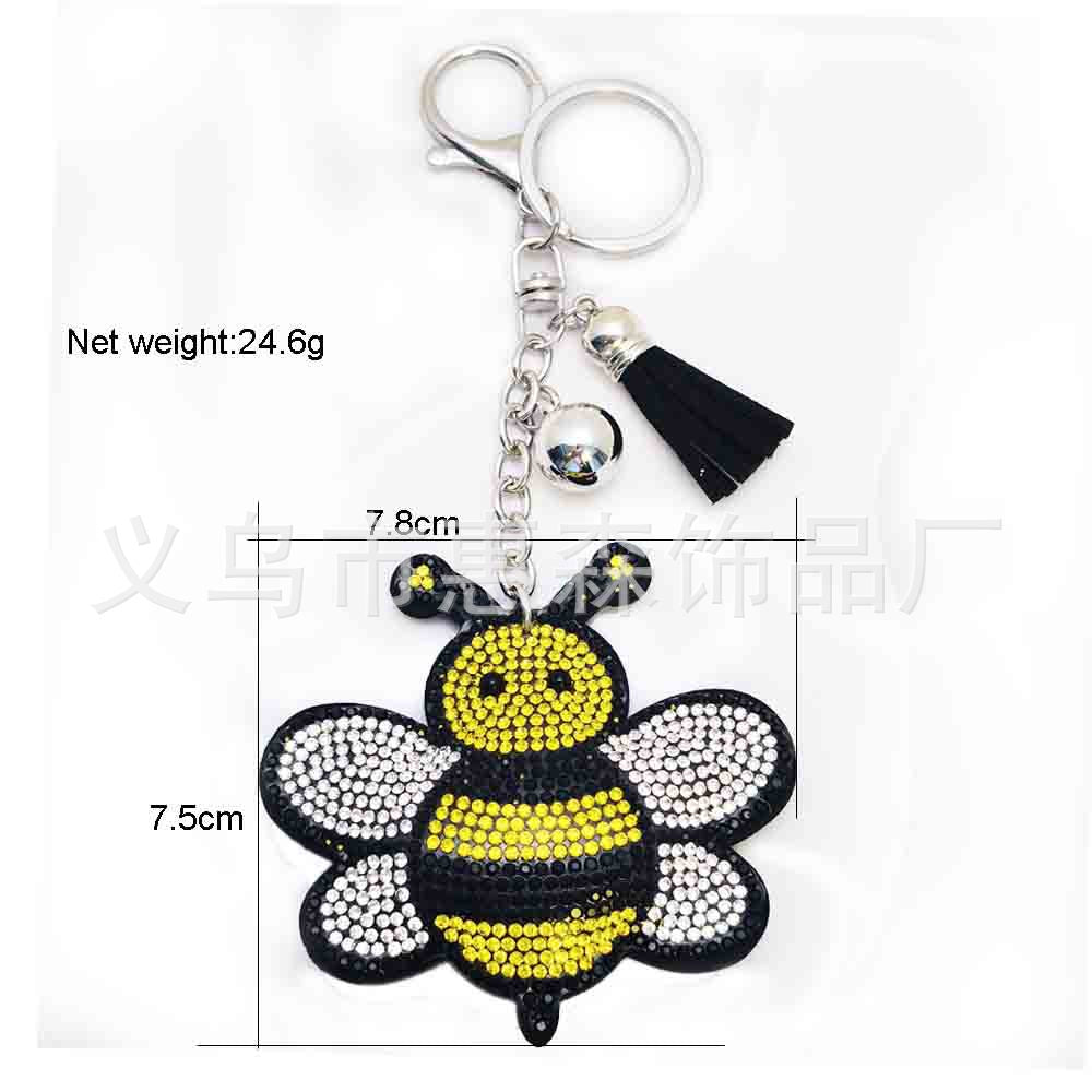 Wholesale  4pcs   Cute rhinestone bee Rhinestone Keychain