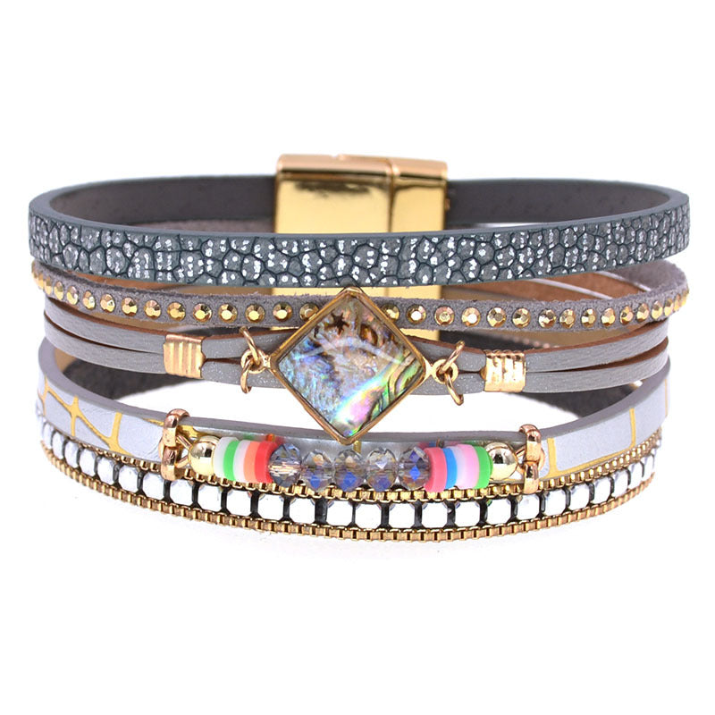 Wholesale Leather Bracelet Fashionable Zircon Accessories