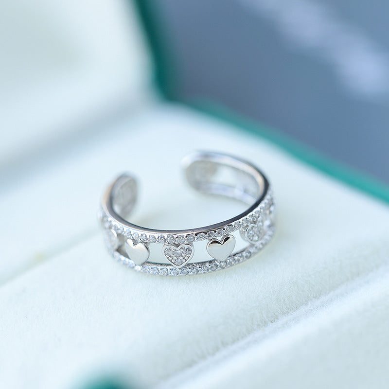 Wholesale Crystal Diamond Love Sterling Silver Ring