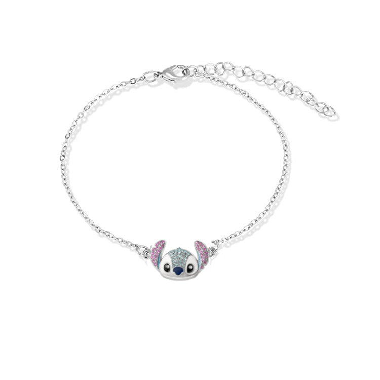 Wholesale Product Cartoon Blue Bear Micro-Set Diamond Oil Drop  Necklace OLY Exclusive