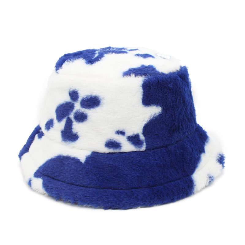Wholesale Bucket cow pattern retro fisherman hat autumn and winter thick warm