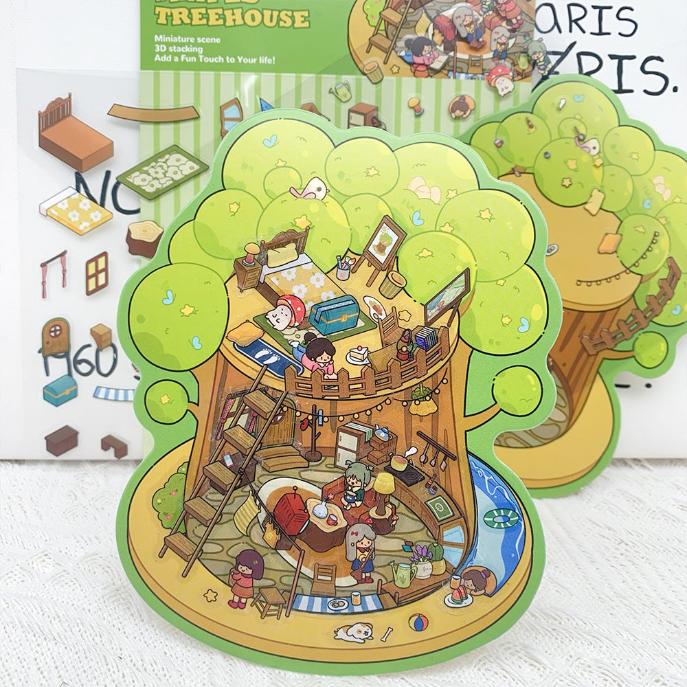 Wholesale Cartoon tree book 3D micro world DIY stickers