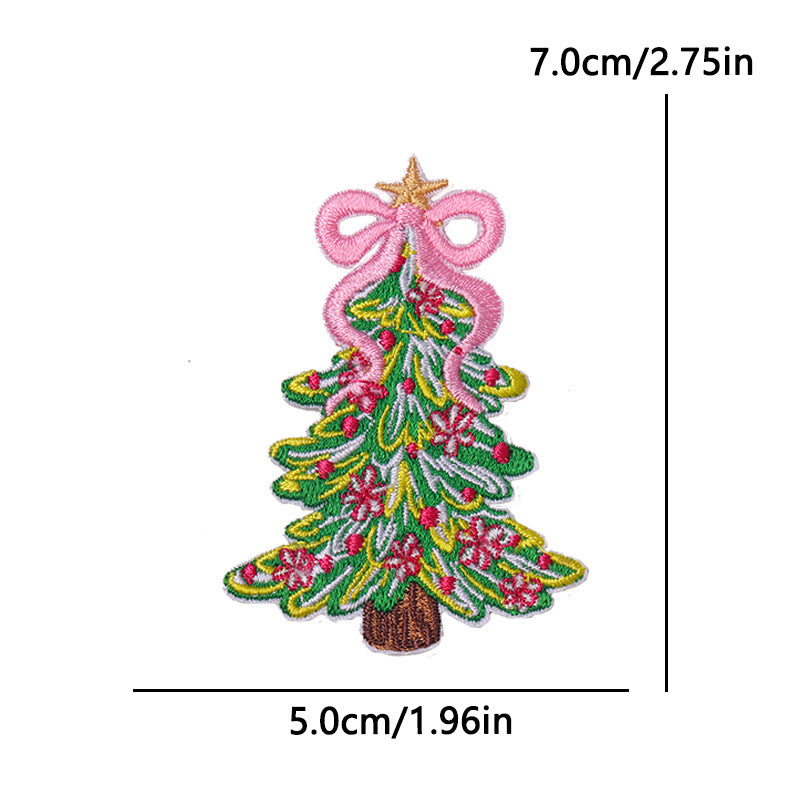 Wholesale Polyester Cartoon Christmas Letter Embroidered Patches For Clothing Hats Phone Cases DIY Decorative Accessory