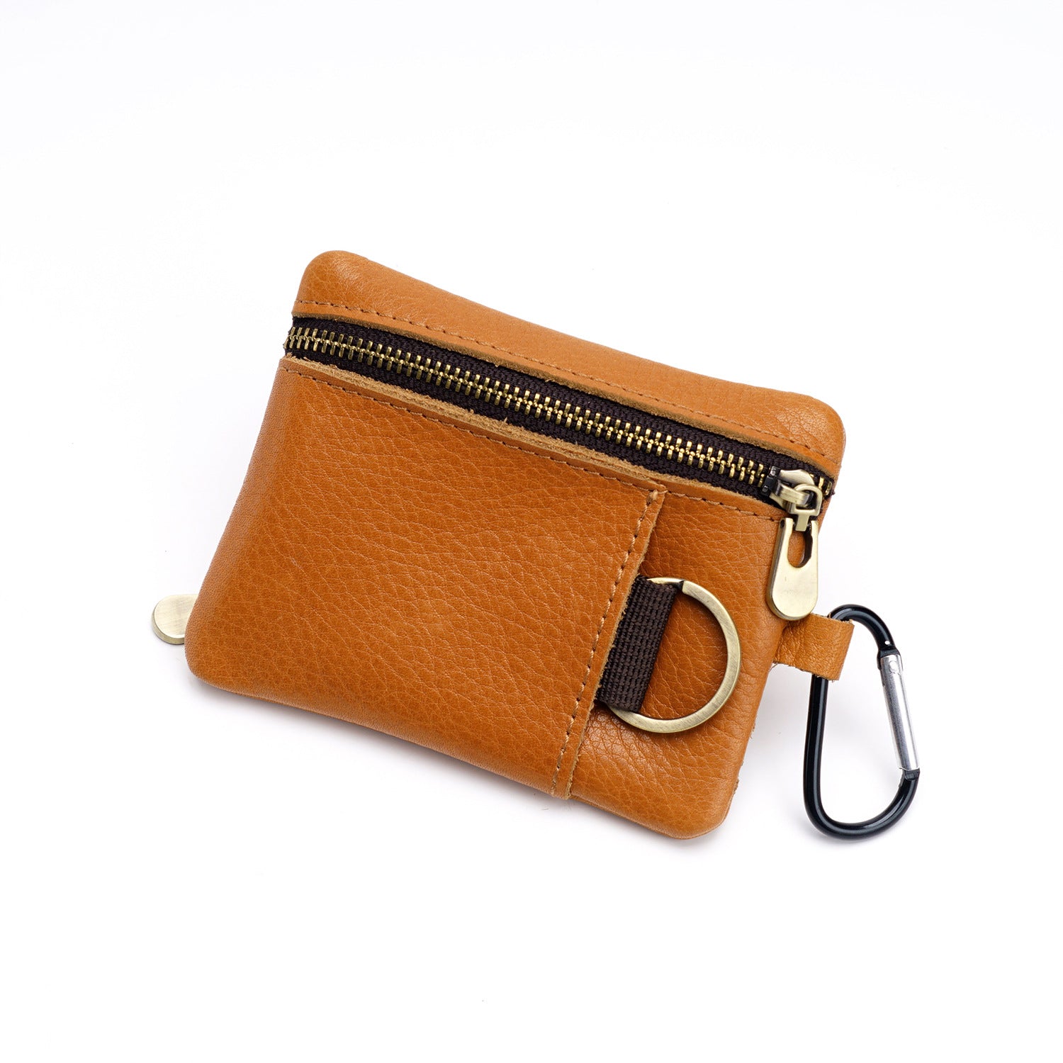 Wholesale Mini Zipper Cowhide Coin Purse Leather Keychain