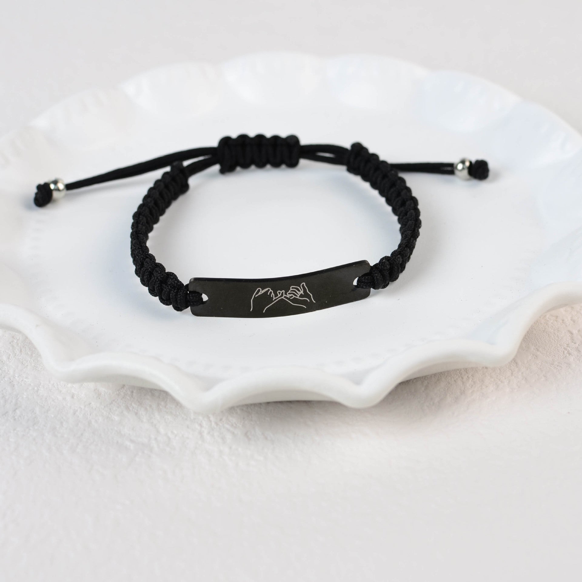 Wholesale Couple Bracelet With Stainless Steel Curved Pieces Hand-woven Chain