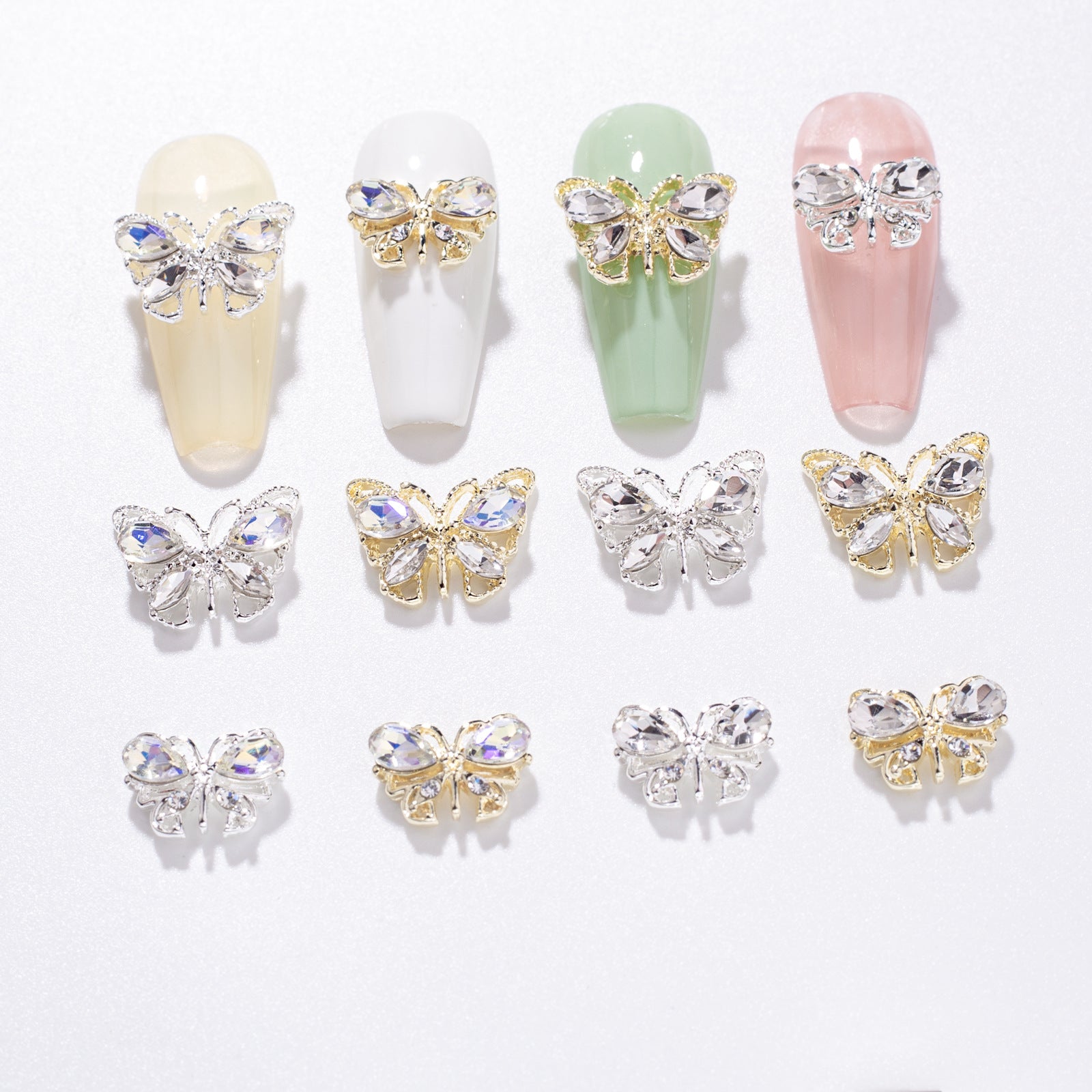 Hollow nail art small butterfly alloy jewelry