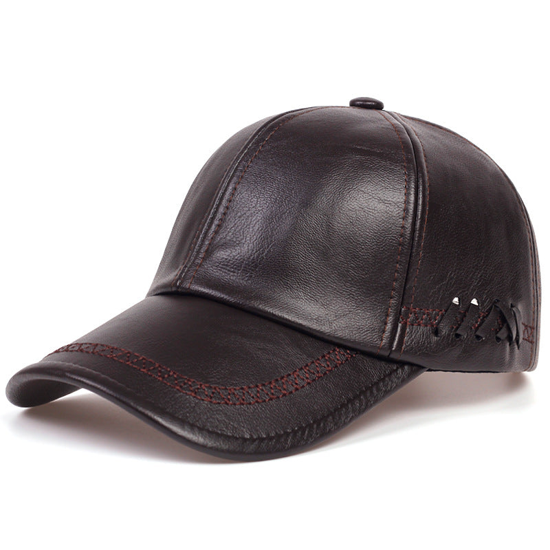 Wholesale PU Leather Fashion Solid Color Winter Leather Autumn/Winter Warm Black Casual Trendy Baseball Hat