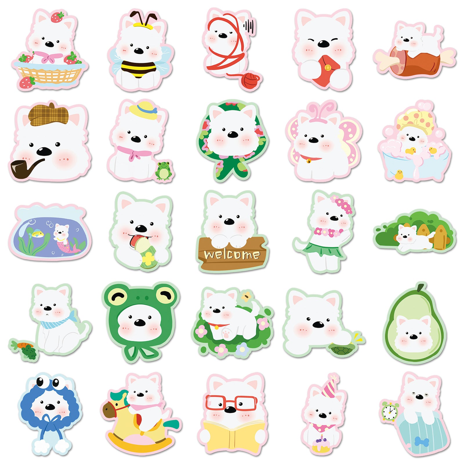 Wholesale  West Highland White Terrier sticker cute pet Waterproof Vinyl Stickers OLY Exclusive