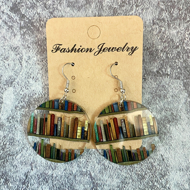 Wholesale Waterdrop Splicing Bookshelf Acrylic Teacher' s Day Earrings