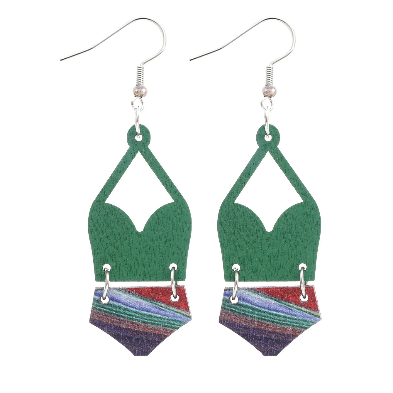 Wholesale Western Bikini Wooden Geometric Diamond Earrings