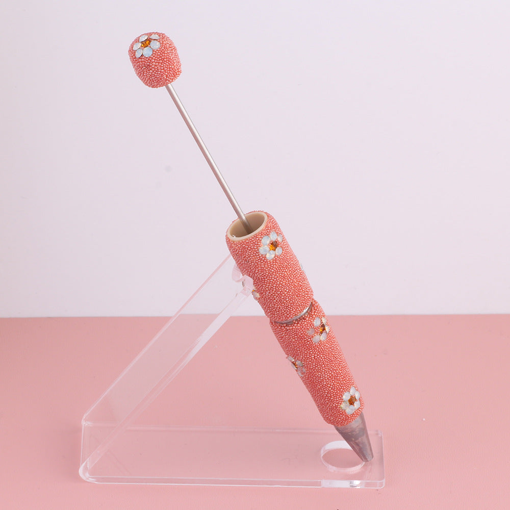 Wholesale  new creative diy beads daisy beaded pen multicolor ballpoint pen color cute cartoon pearl pen