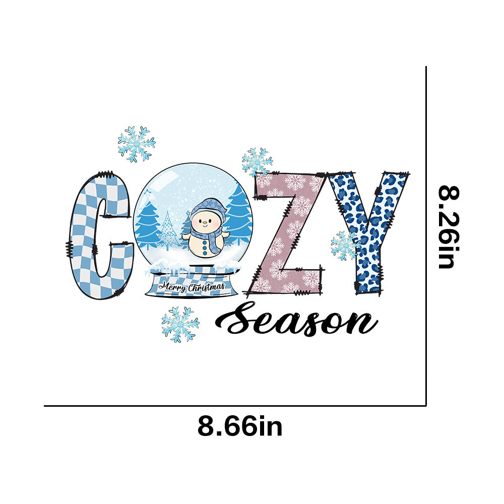 Wholesale 10pcs/pack Winter snowflake white ink heat transfer sticker for clothing  UV DTF ready-to-use transfer stickers