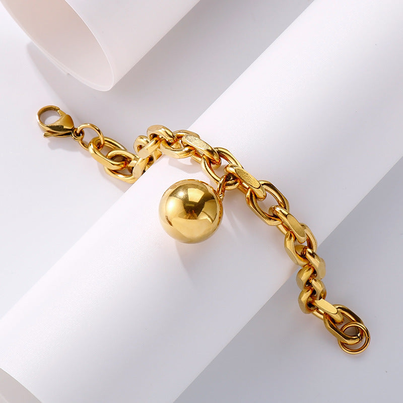 Wholesale Fashion Retro Light Luxury Hollow Steel Ball Stainless Steel Wish-granting Bracelet