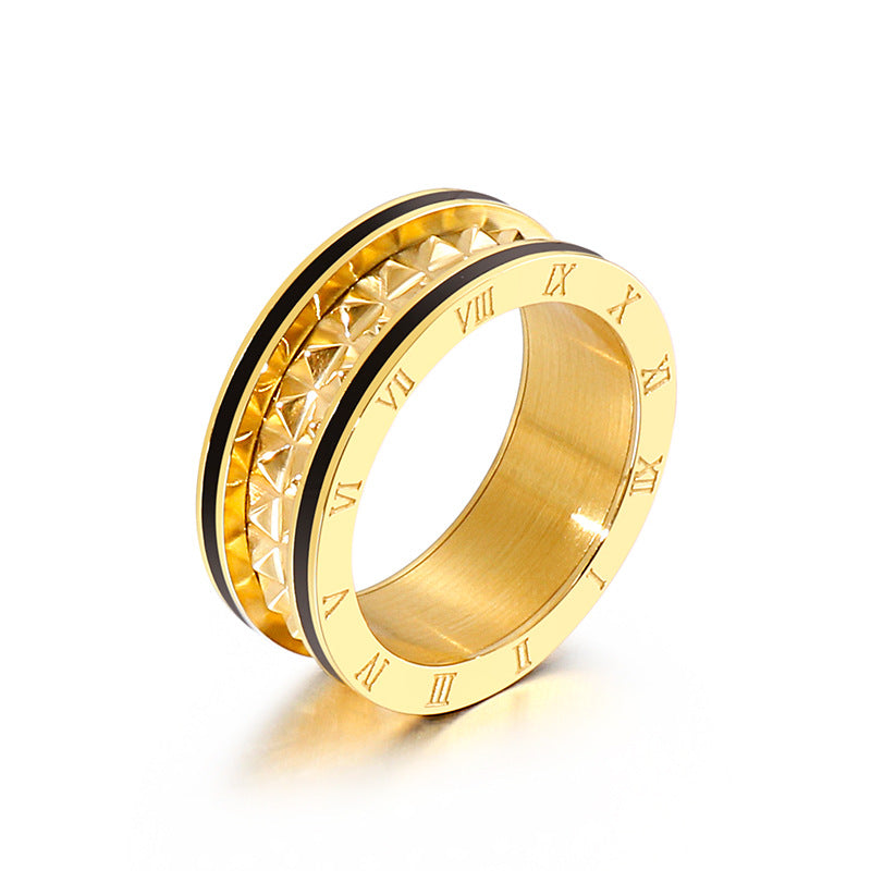 Wholesale Titanium Steel Gilded New Roman Numerals Ring