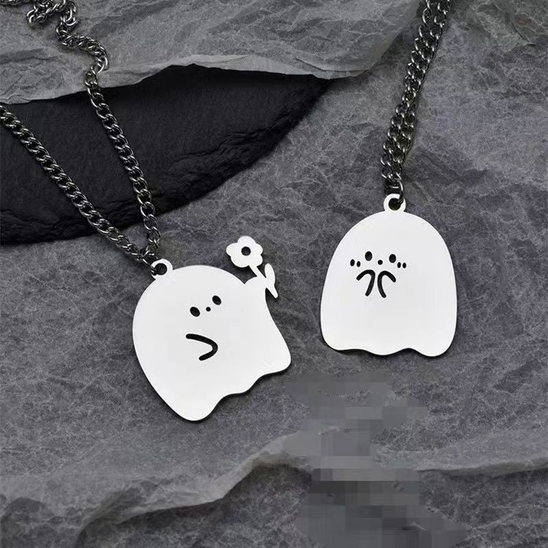 Wholesale Face-to-Face Rabbit Couple Necklace ins No Falling Creative Kitten Puppy Pendant Valentine's Day Gift