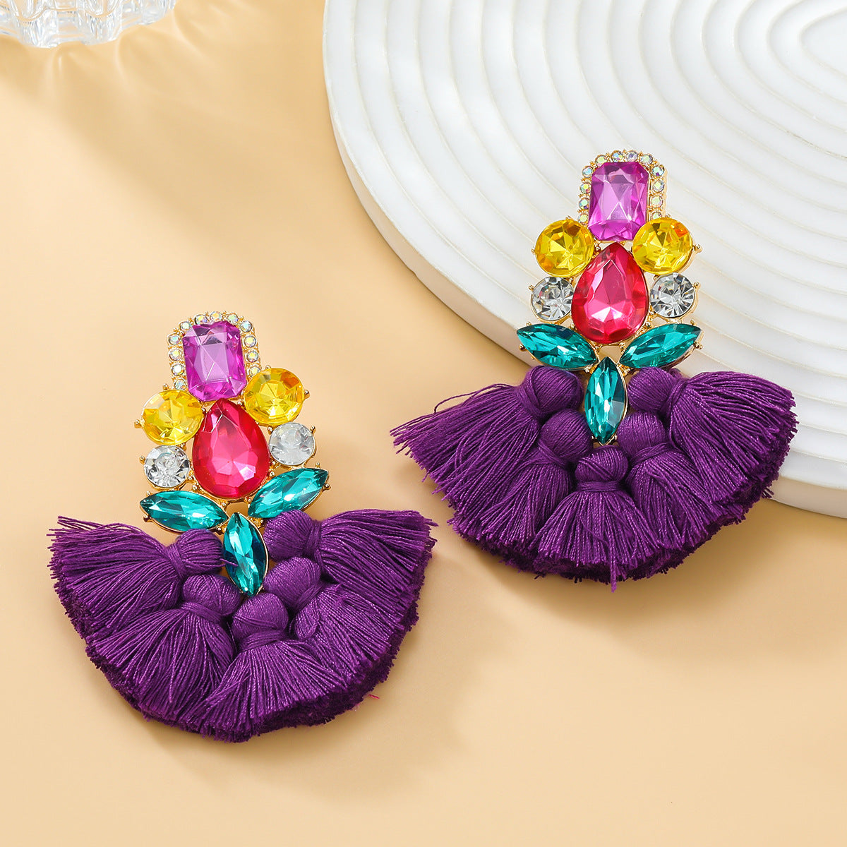 Wholesale Tassel Exaggerated Boho Style Earrings