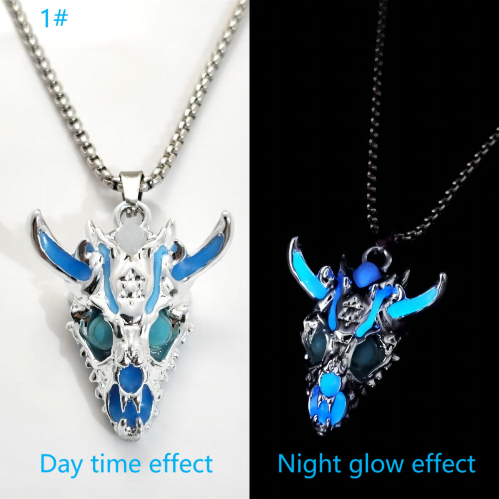 Wholesale Skull Animal Head Luminous Necklace Zinc  Alloy Faucet   Sweater Chain