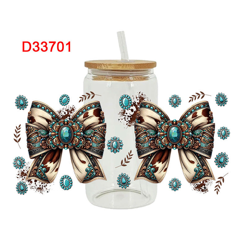 Wholesale Christmas bow 16oz Cup UV DTF Wraps