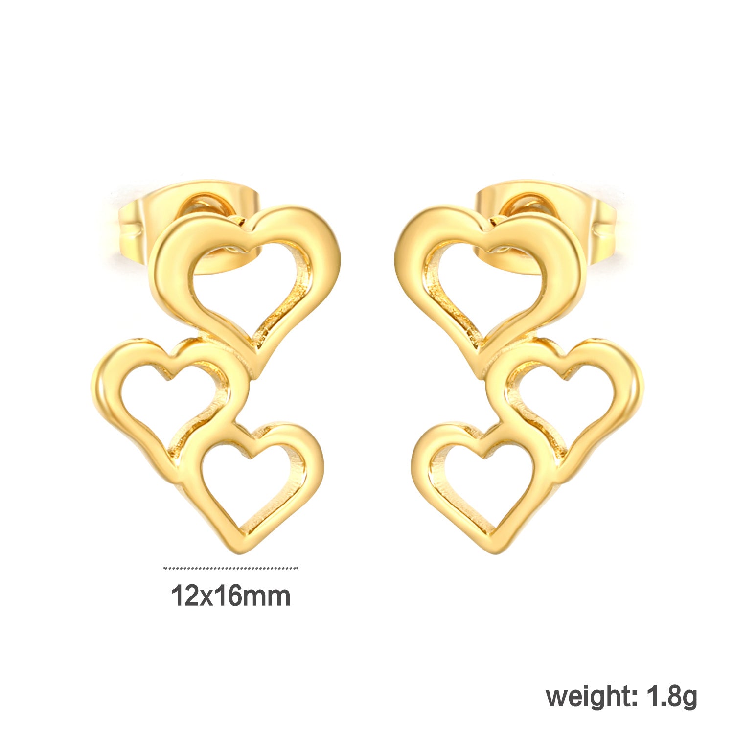Wholesale 18k Gold-Plated Irregular Hollow Heart Earrings for Women