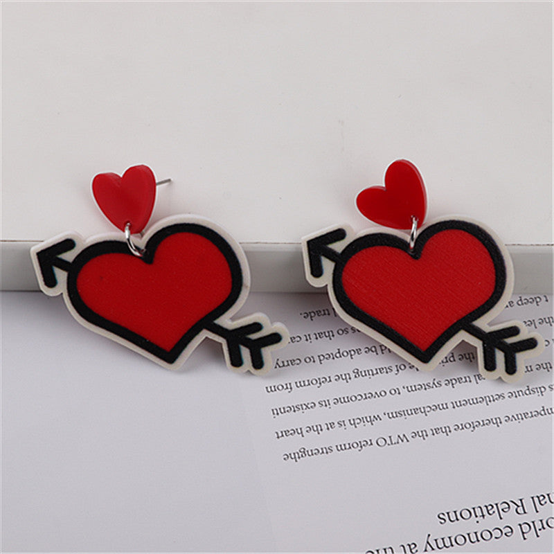 Wholesale Valentine's Day Love Bear Rose Flower Heart Shape Acrylic Earrings