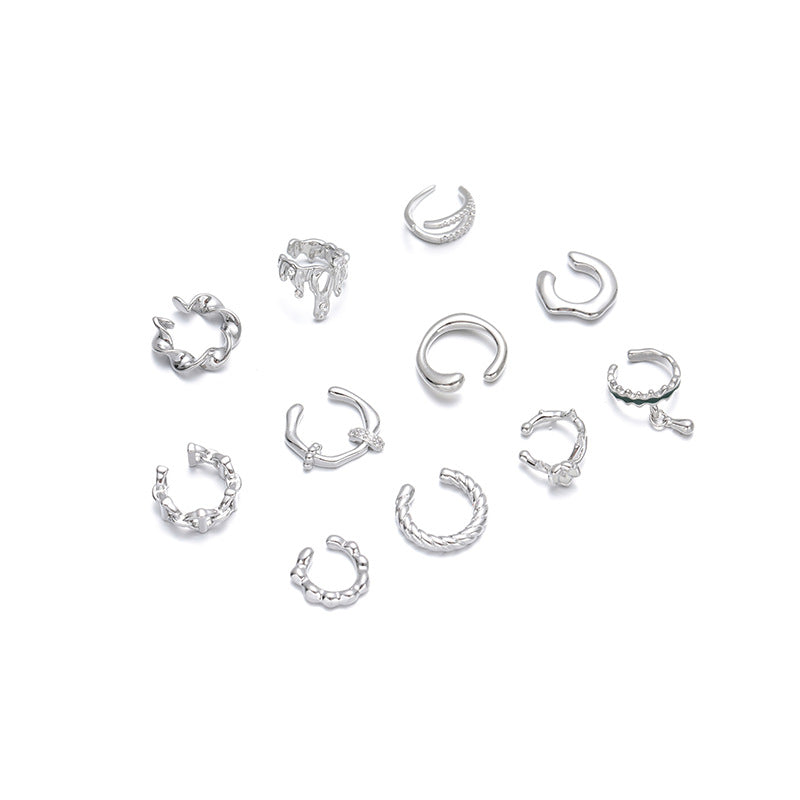 Wholesale Unique Irregular Shape Zirconium No Ear Bone Clip Earrings