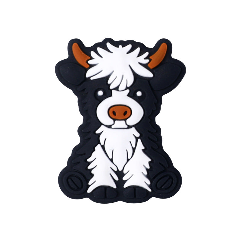 Wholesale 20pcs Animal Highland Cattle Silicone Children's Grinding Rod Dental Glue Anti Falling Chain Loose Beads