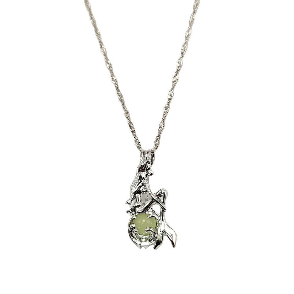 Wholesale Mermaid Night Light Glowing Alloy Necklace