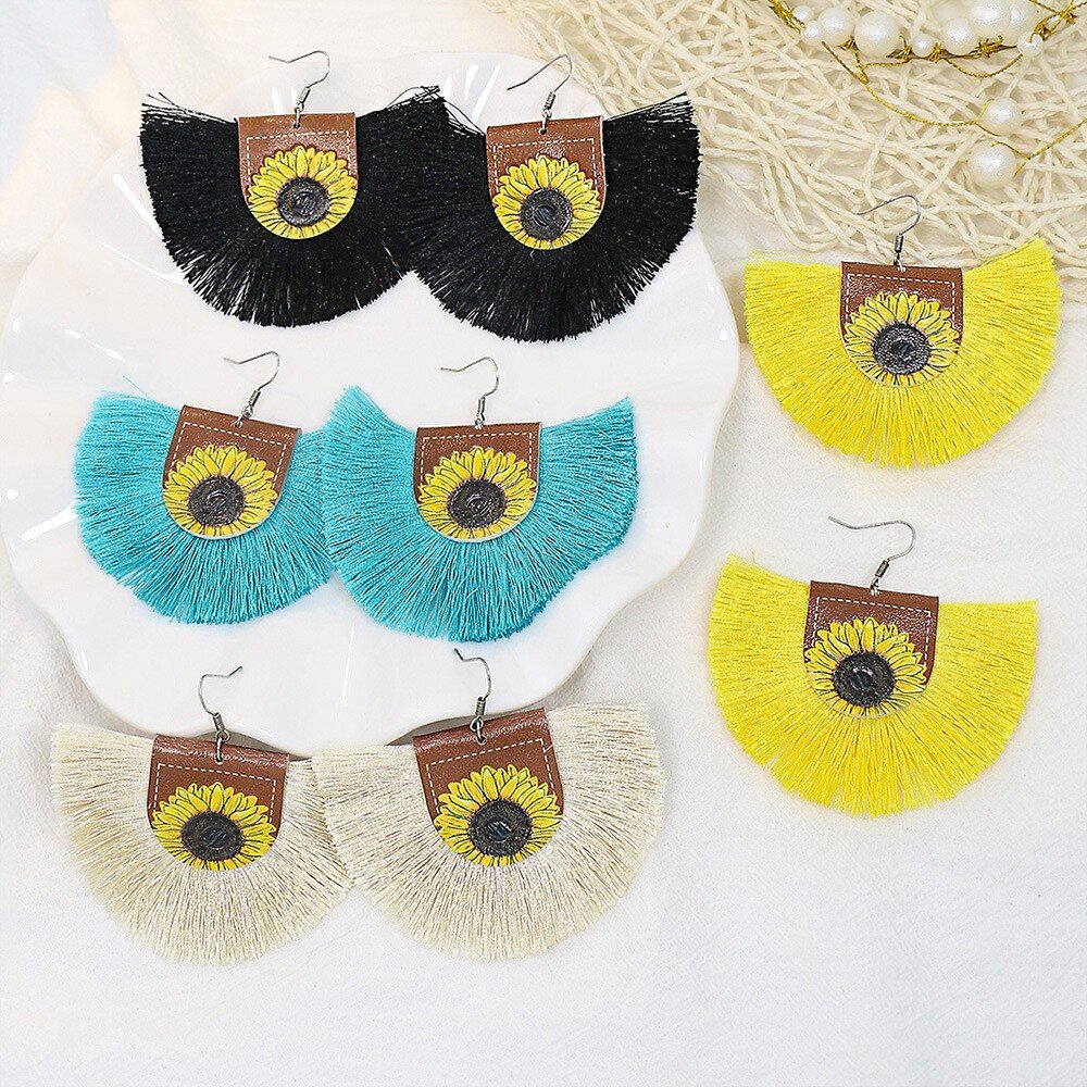 Wholesale Tassel Boho Color Scallop Earrings