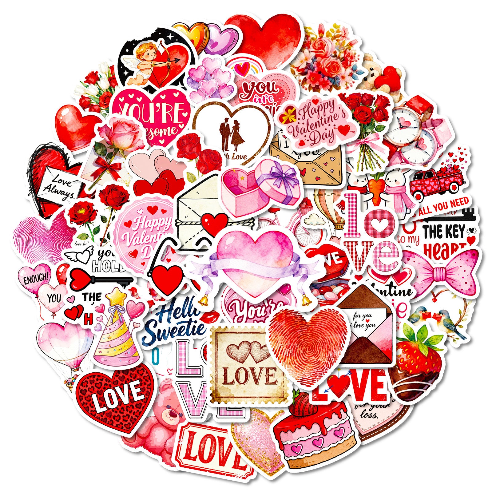 Wholesale 56pcs Valentine' s Day series graffiti stickers