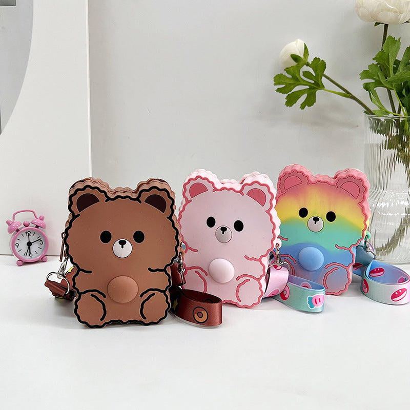 Wholesale Silicone Cartoon Cute Rabbit Bear One Shoulder Kids Bag