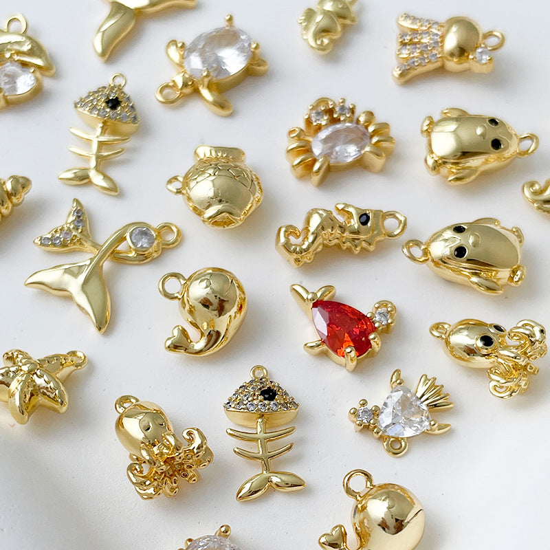 Wholesale 14k Gold Plated Marine Creature Pendant Diy Accessories