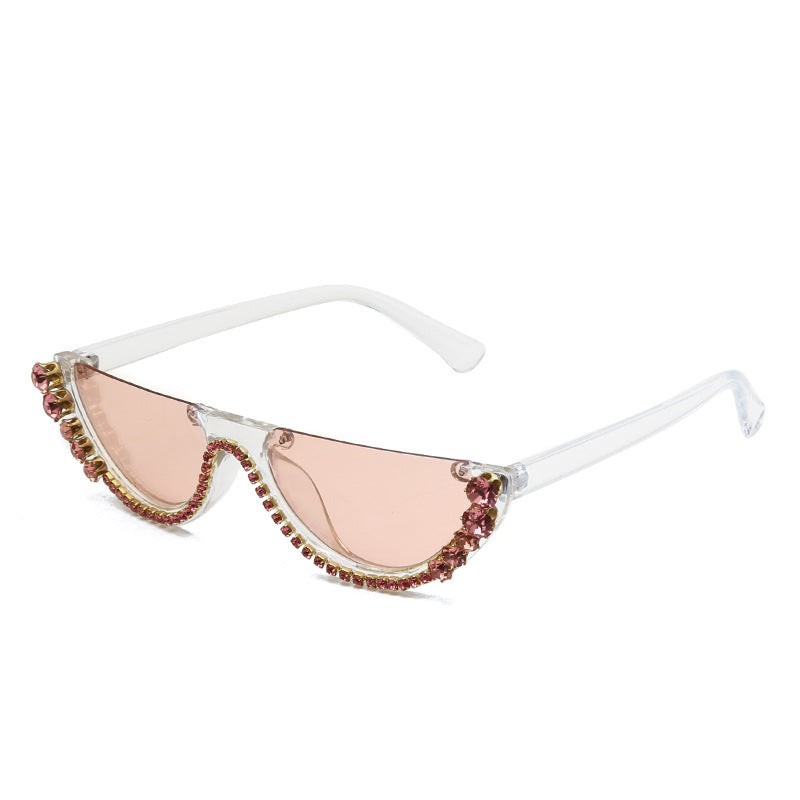 Wholesale Rhinestone Half Frame Exaggerated Diamond Sunglasses