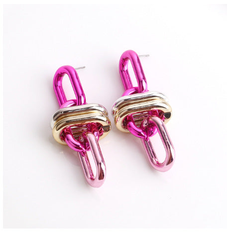 Wholesale Geometric Chain UV Electroplating Color Gas Earrings